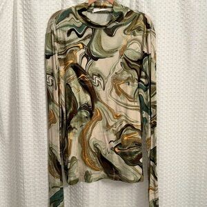 Mango Mock Neck Marbled long Sleeve Shirt